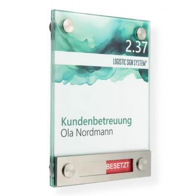 Tuerschild VITRUM Frei Belegt Rot Grün aus Glas 130 170 mm